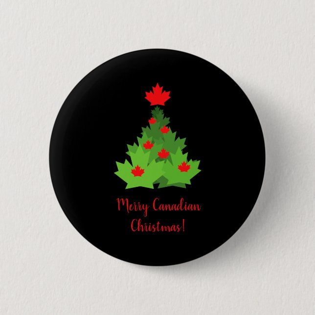 Merry Canadian Maple Leaf Flag Christmas  6 Cm Round Badge (Front)