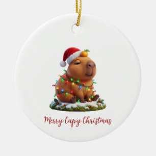 Merry Capy Christmas Unbothered Capybara Ceramic Tree Decoration