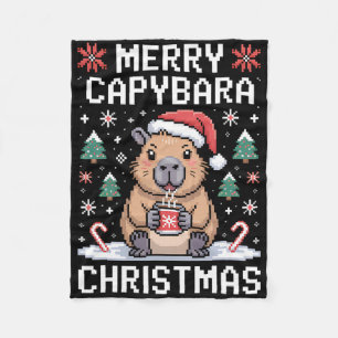 Merry Capyra Christmas Funny Capyra Christmas Fleece Blanket