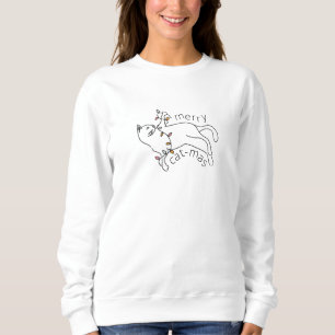Merry Cat-mas Cat Christmas Light Sweatshirt