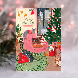 Merry Cat-mess cats Christmas  Holiday Card