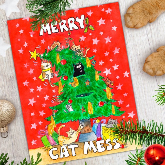 Merry Cat Mess postcard by Nicole Janes (Creator Uploaded)