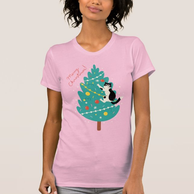 Merry Catmas - A Purr-fect Christmas Climb T-Shirt (Front)