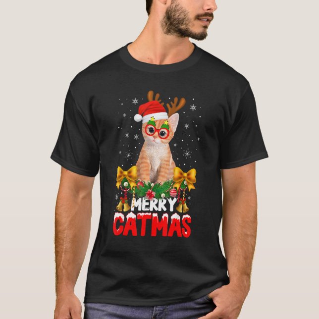 Merry Catmas Cat Christmas Pajamas X mas Ugly Swea T-Shirt (Front)
