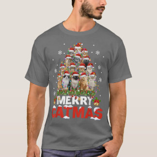 Merry Catmas Cat Christmas Pyjamas Xmas Ugly Sweat T-Shirt