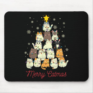 Merry Catmas Cat Christmas Tree Cat Lover  Mouse Pad