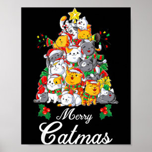 Merry Catmas Cat Christmas Tree Cat Lover Poster