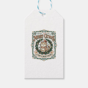 Merry Catmas Cat Christmas Vintage Vector Art Shir Gift Tags