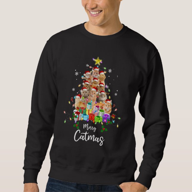 Merry Catmas  Cat Mom Cat Dad Christmas Cat 2 Sweatshirt (Front)