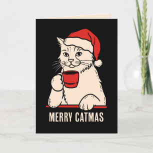 Merry catmas cat mum and cat dad holiday card