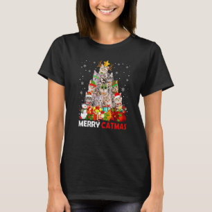Merry Catmas Cat Mum Cat Dad Xmas American Shortha T-Shirt