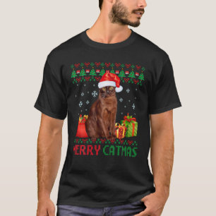 Merry Catmas Cat Ugly Christmas Havana Brown Mom D T-Shirt