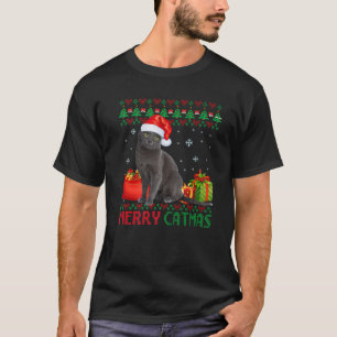 Merry Catmas Cat Ugly Christmas Korat Cat Mum Dad T-Shirt