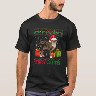 Merry Catmas Cat Ugly Christmas Manx Catt Mum Dad T-Shirt