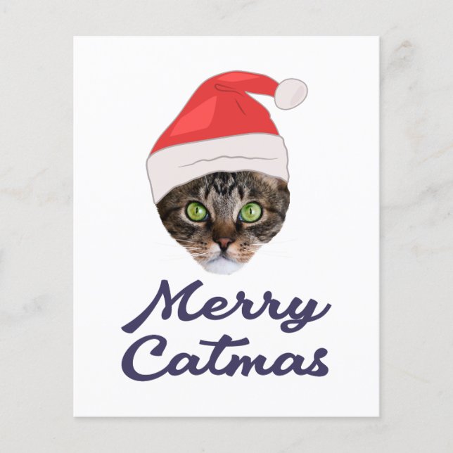 Merry Catmas, Christmas Cat Santa hat Invitation (Front)