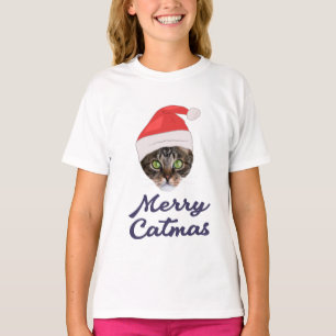 Merry Catmas, Christmas Cat Santa hat Invitation T-Shirt