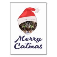 Merry Catmas, Christmas Cat Santa hat Invitation