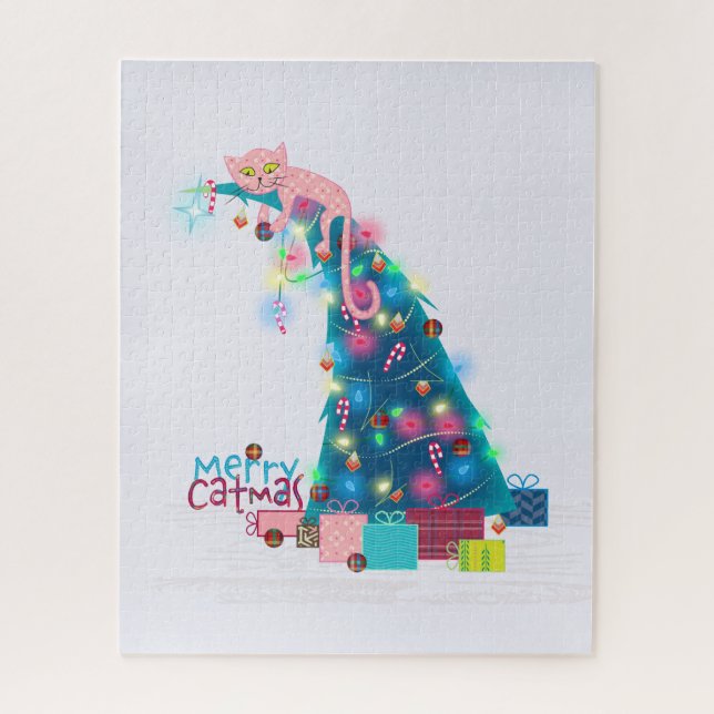 Merry Catmas Christmas Jigsaw Puzzle (Vertical)