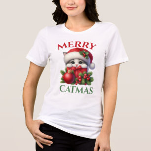 Merry Catmas Christmas Pet Cat Festive Tri-Blend Shirt