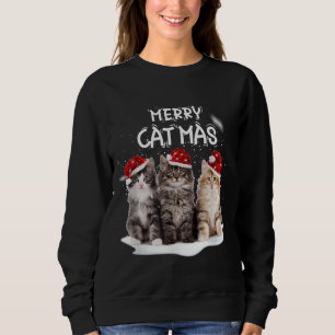 Merry Catmas Christmas Tree Santa Kitten Xmas Cute Sweatshirt