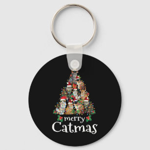 Merry Catmas Fun Cat Mum Cat Dad Christmas Cat  Key Ring