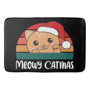 Merry Catmas Funny Cat Christmas Pun Bath Mat