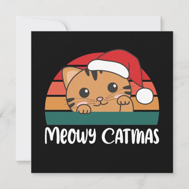 Merry Catmas Funny Cat Christmas Pun Invitation (Front)