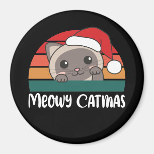 Merry Catmas Funny Cat Christmas Pun Magnet