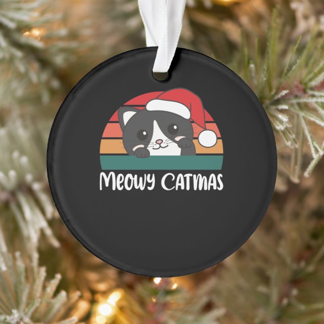 Merry Catmas Funny Cat Christmas Pun Ornament (Tree)