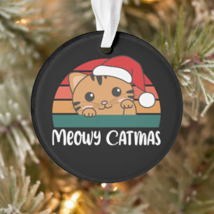 Merry Catmas Funny Cat Christmas Pun Ornament
