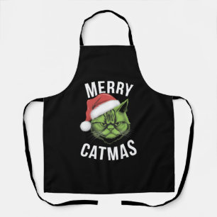 Merry Catmas Funny Cat Lovers Christmas Apron
