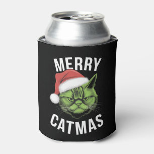 Merry Catmas Funny Cat Lovers Christmas Can Cooler