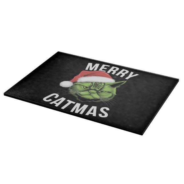 Merry Catmas Funny Cat Lovers Christmas  Cutting Board (Corner)