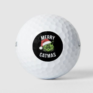 Merry Catmas Funny Cat Lovers Christmas Golf Balls