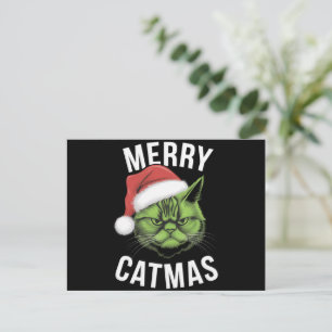 Merry Catmas Funny Cat Lovers Christmas  Holiday Postcard
