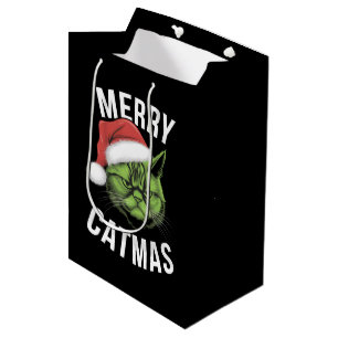 Merry Catmas Funny Cat Lovers Christmas Medium Gift Bag