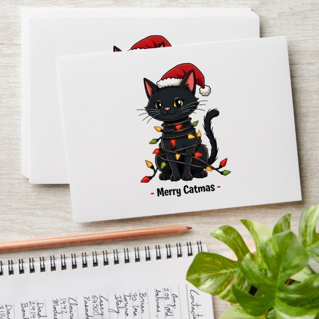 Merry Catmas Funny Christmas Feline Cat Lover Envelope (Stacked)