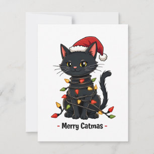 Merry Catmas Funny Christmas Feline Cat Lover Thank You Card