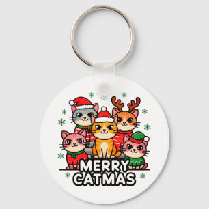 Merry Catmas Funny Christmas Key Ring