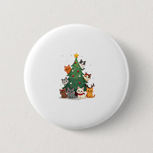 Merry Catmas Funny Christmas Tree, Cats Xmas Meow  6 Cm Round Badge