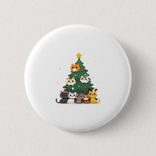 Merry Catmas Funny Christmas Tree, Cats Xmas Meow  6 Cm Round Badge