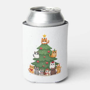 Merry Catmas Funny Christmas Tree, Cats Xmas Meow  Can Cooler
