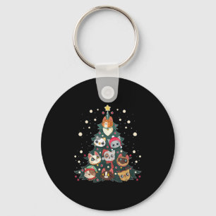 Merry Catmas Funny Christmas Tree, Cats Xmas Meow  Key Ring
