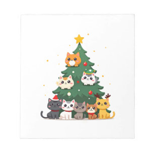Merry Catmas Funny Christmas Tree, Cats Xmas Meow Notepad