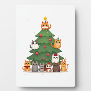 Merry Catmas Funny Christmas Tree, Cats Xmas Meow Plaque