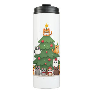 Merry Catmas Funny Christmas Tree, Cats Xmas Meow Thermal Tumbler