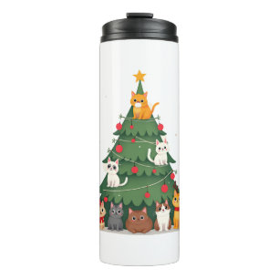 Merry Catmas Funny Christmas Tree, Cats Xmas Meow Thermal Tumbler