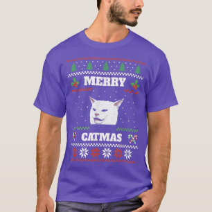 Merry Catmas Funny Ugly Christmas Sweater Cat Meme