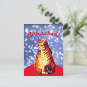 Merry Catmas, marmalade ginger cat Postcard