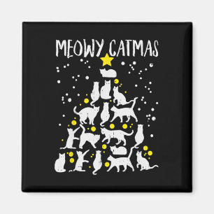Merry Catmas Meow Christmas Tree Catmas Cat Christ Magnet